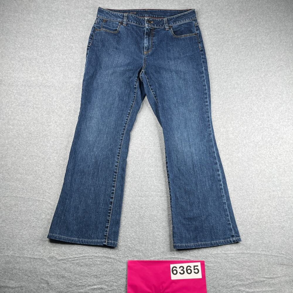 Talbots Womens Jeans Curvy Boot Blue Distressed Size 12P Casual Classic Petite